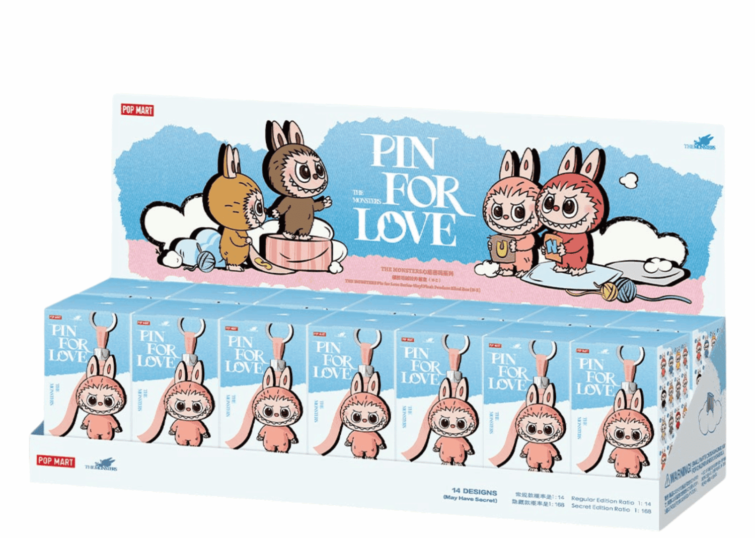 pop mart labubu the monsters pin for love series vinyl plush pendant (n z) sealed case (14 blind box)